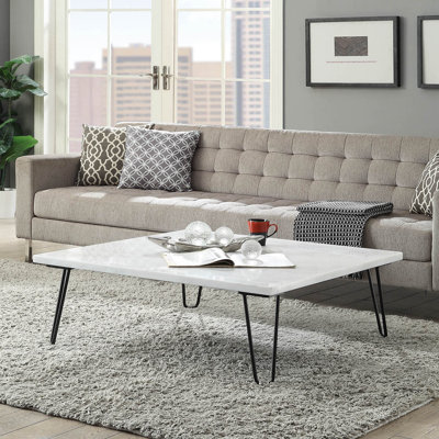 Table basse, plateau en marbre blanc naturel et noir