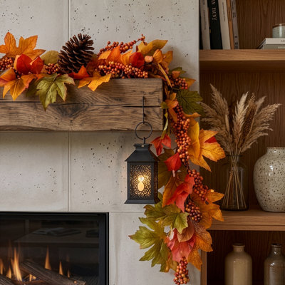 AMBER HARVEST - 6ft x 10" Garland with Warm White LED Microbulbs 