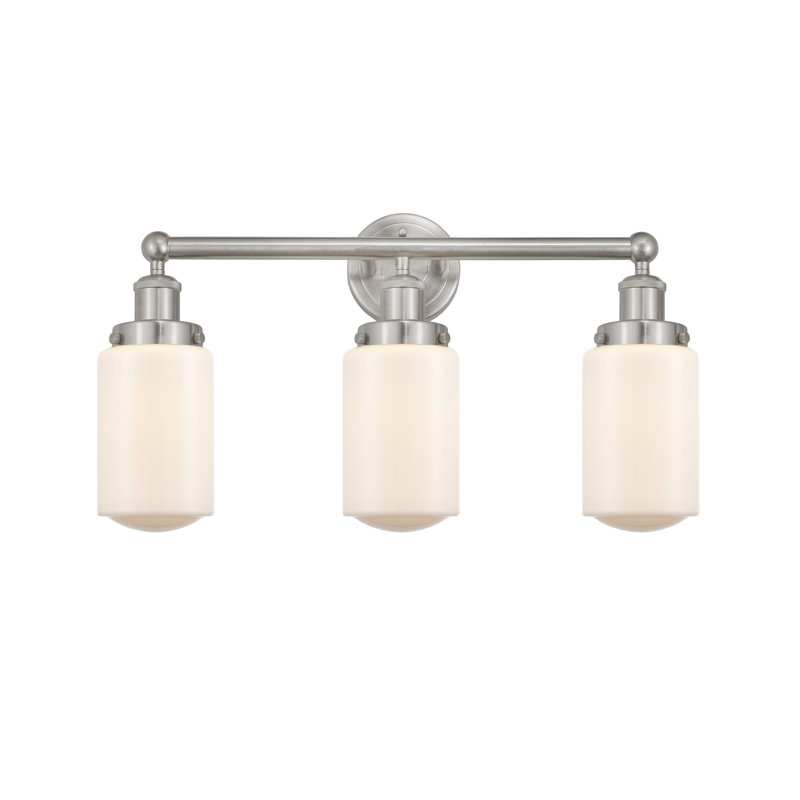 Éclairage pour salle de bain 3 lumières à intensité variable, Blanc mat, Nickel satiné brossé