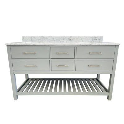 Meuble-lavabo 60 po en marbre blanc de Carrare