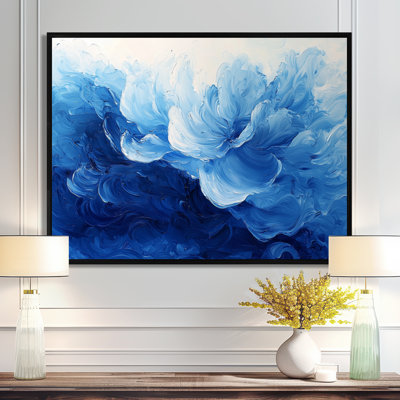 Bleu blanc délicat bouton d'or pétales de fleurs - fleurs abstraites, art mural