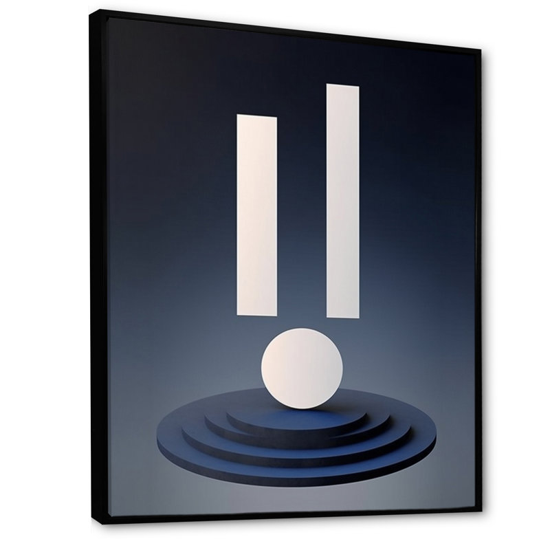 Retro Harmony Geometric In Blue I, reproduction d'art sur toile, H 44 po x l 34 po x P 1,5 po, Cadre flottant noir