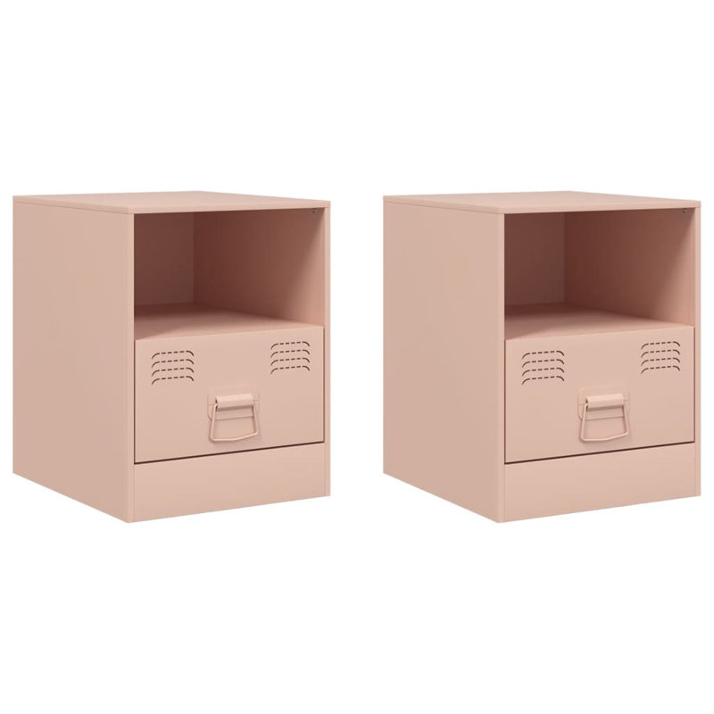 34.5cm W Steel Bedside Table, Pink