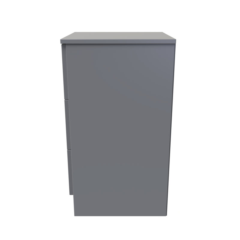 Fully Assembled Alianys 3 Drawer Bedside Table, Grey