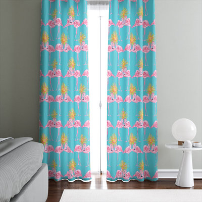 Paire de rideaux semi-transparents Blue Flamingo