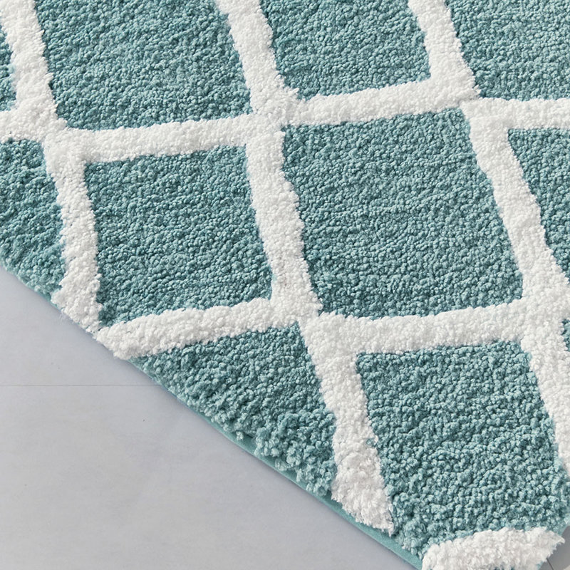 Reversible High Pile Tufted Microfiber Bath Rug, Aqua, Single - 60" L x 24" W