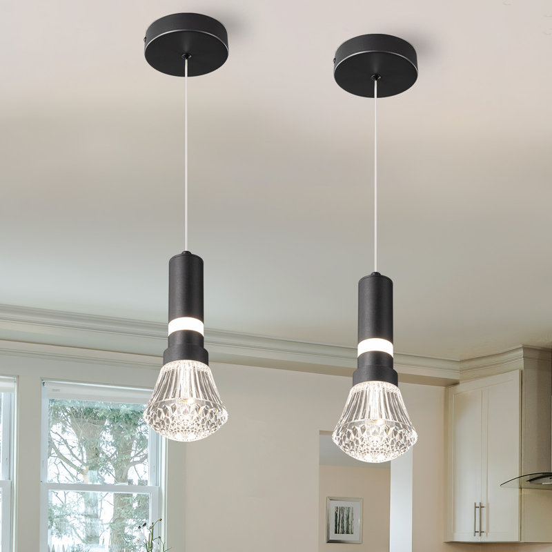 Petit luminaire suspendu pour chambre à coucher pour îlot de cuisine dans le couloir, entrée, bar, gradateur, luminaires de cuisine, plafonniers, mini-luminaires noirs (paquet de 2)