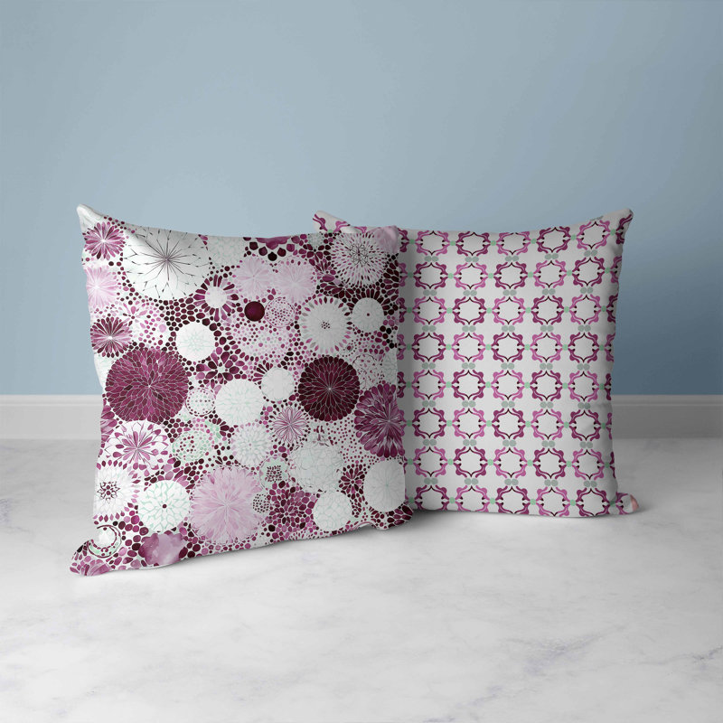 16" Square Pink and Purple Faux Suede Throw Pillow