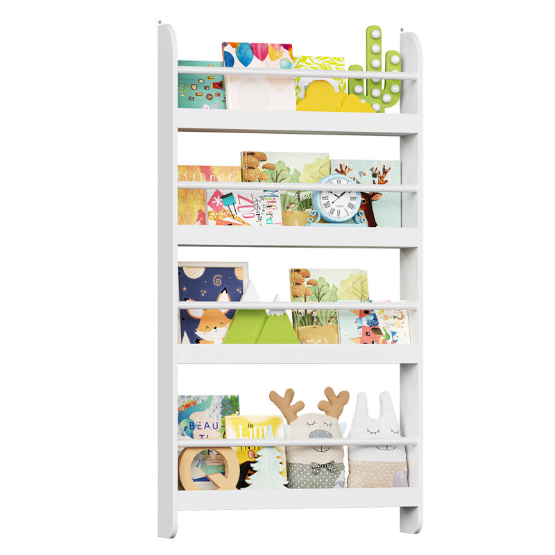 Albertson 43.7'' H X 22.8'' W Kids Floating Bookshelf, Nursery Bookshelf for Toddler Room, White, White