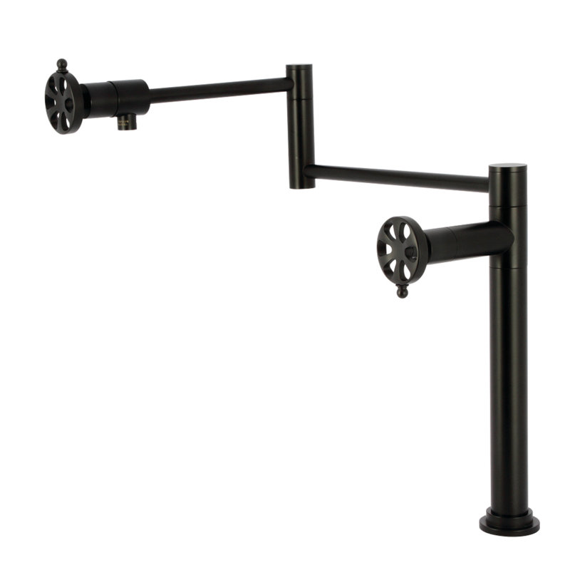 Kingston Brass Belknap Two-Handle 1-Hole Deck Mount Pot Filler Faucet, Matte Black