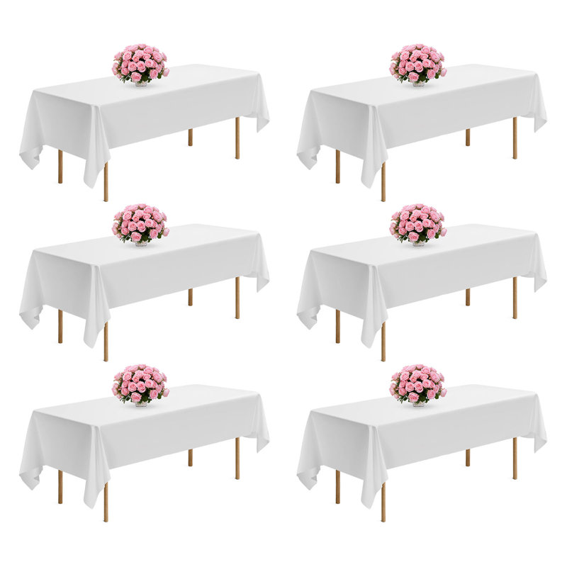 White Tablecloths for Rectangle Tables, 60 x 102 Inches, Reusable and Machine Washable Table Clothes, 102" L x 60" W