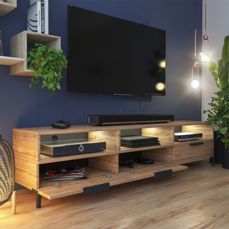 Rikke Unfinished TV Stand for TVs up to 70", Wotan Oak