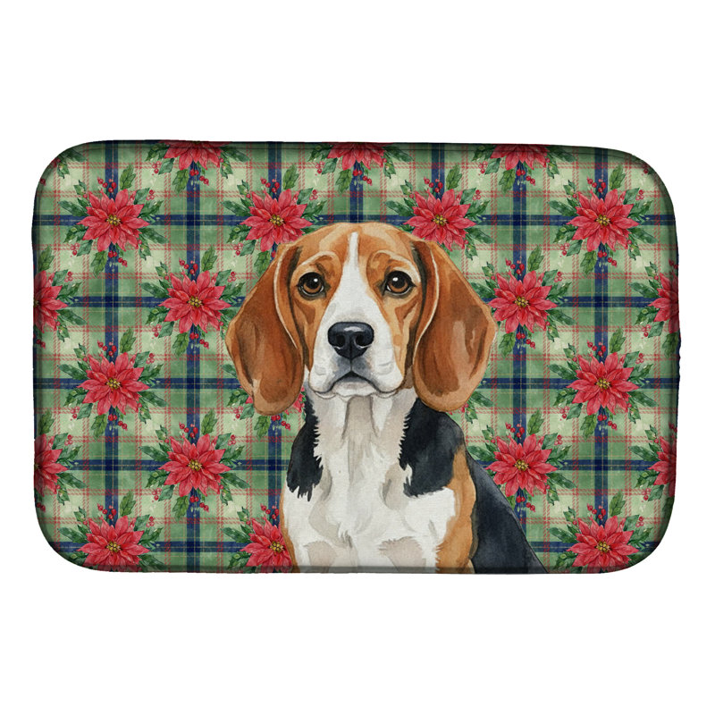 Tapis de vaisselle Beagle Christmas PoinsettIas, Brun / Blanc