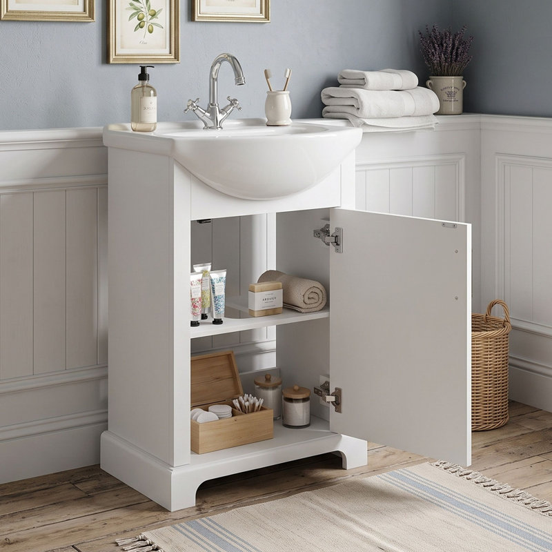 Meuble-lavabo de salle de bain avec lavabo en céramique, White