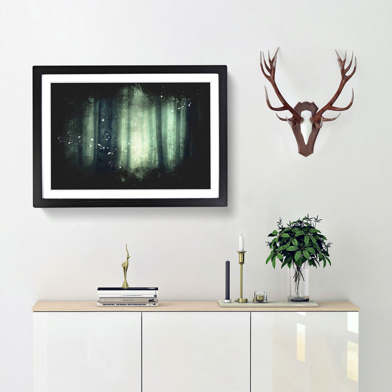 Green Misty Forest - Picture Frame Graphic Art Print, Black Framed, 62cm H x 87cm W x 2cm D