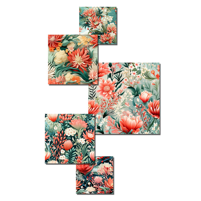 Langmann - ensemble d'art mural floral de 5