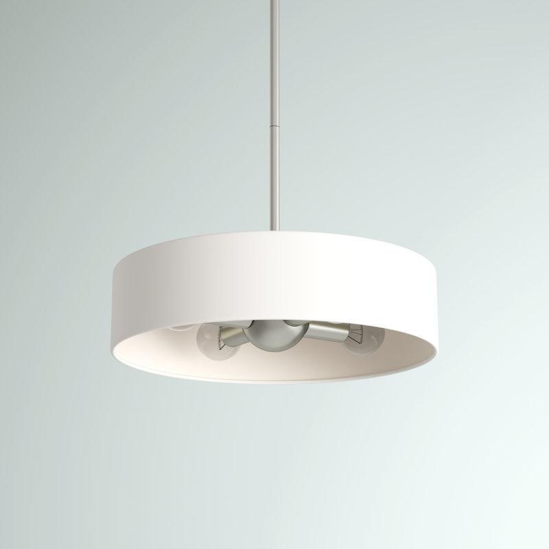 Luminaire suspendu tambour 4 lumières Ashtun, Nickel brossé