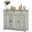 Buffet de rangement gris - Armoire moderne avec 3 tiroirs, tablette réglable et portes pour portes de cuisine organisées