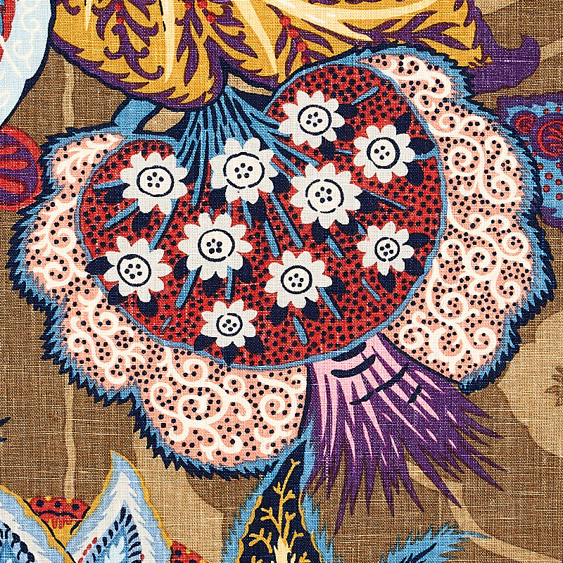 Zanzibar Linen Print Fabric, Cerulean