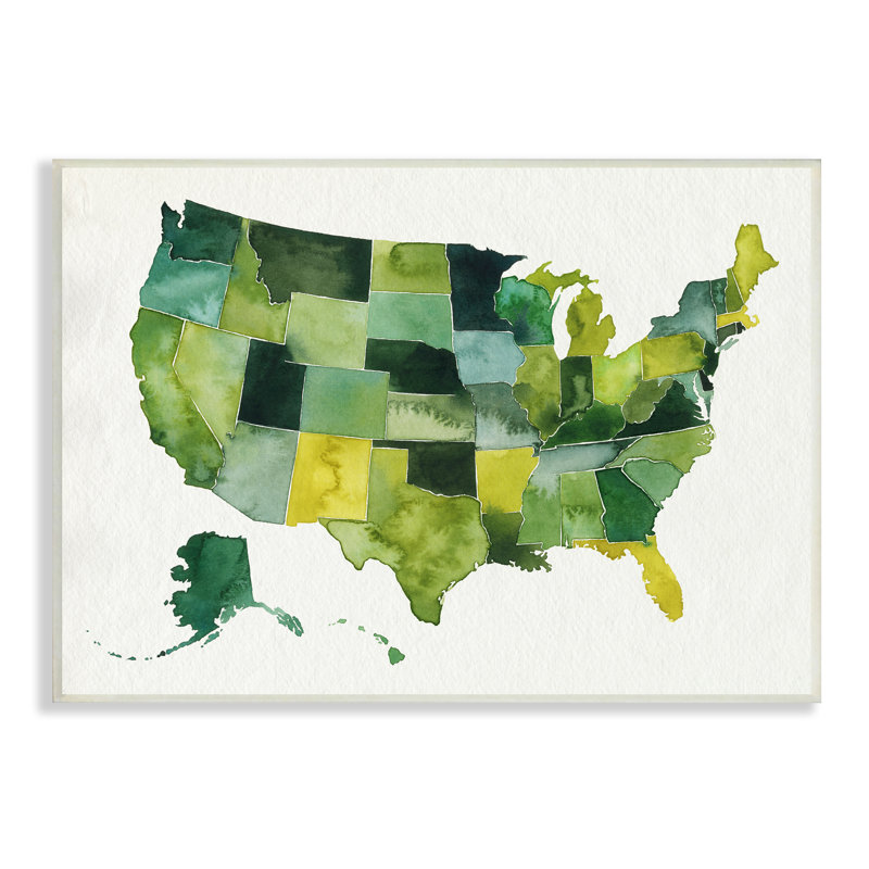 Carte des États-Unis, art moderne, Plaque murale, H 10 po x l 15 po x P 0,5 po