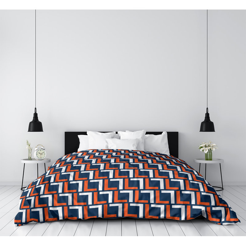 Housse de couette simple, Housse de couette pour lit simple, Orange / blanc / bleu, Microfibre