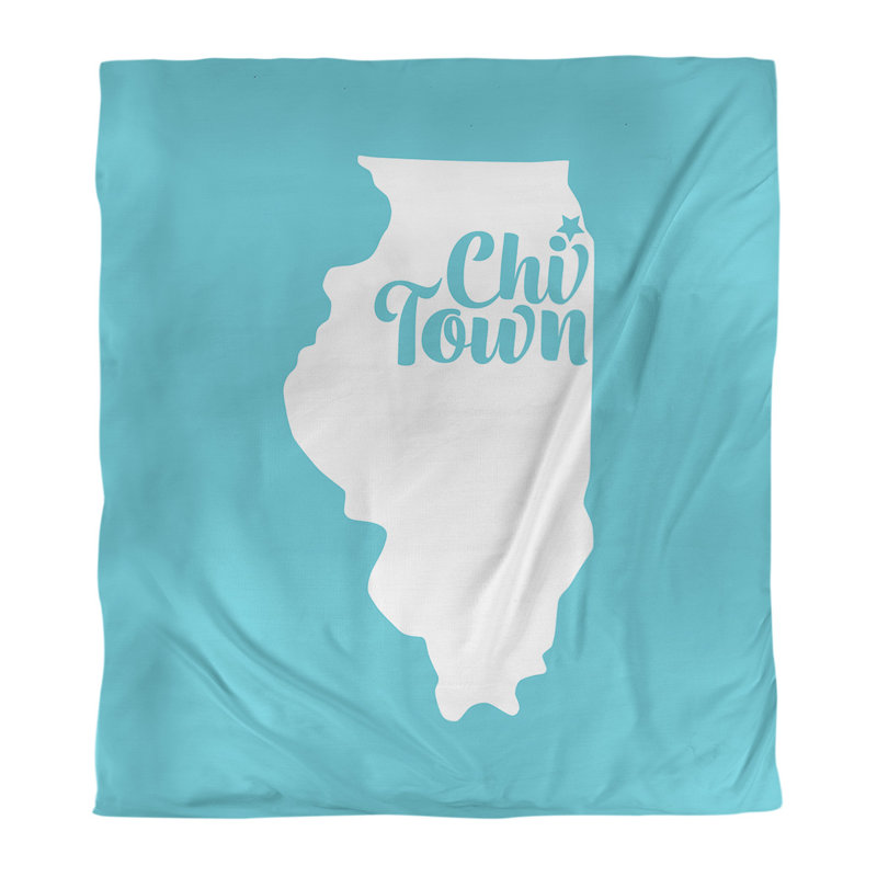  Housse de couette simple Chi Town, Housse de couette pour lit simple, Bleu sarcelle, Polyester brossé
