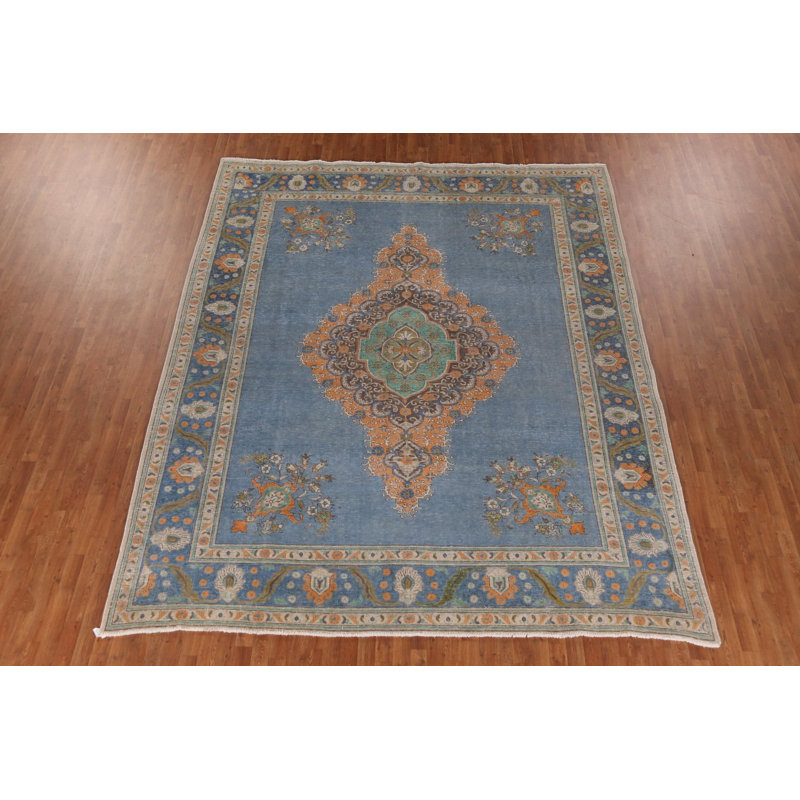 Tapis traditionnel rétro bleu 10 x 12
