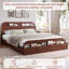 Structure de lit en bois avec tête et pied de lit avec rangement, lit plateforme à profil bas avec lattes de bois, aucun sommier requis-2009373112-2009373116