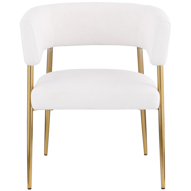 Kleanthi Linen Textured Fabric Dining Chair, Cream Linen Textured Fabric