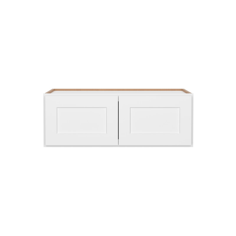 Armoire de cuisine murale pour réfrigérateur, 2 portes, à monter soi-même, 61 cm de profondeur x 84 cm de largeur x 30 cm de hauteur, blanche