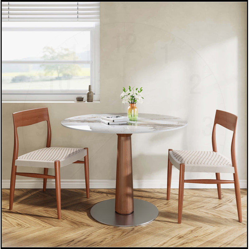 Table bistro Farmhouse, H 29,52 po x L 43,31 po x l 43,31 po, Blanc / Brun