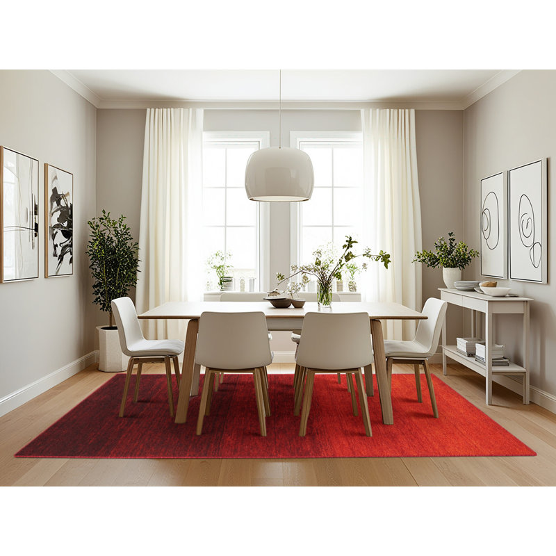 Tapis décoratif rouge contemporain hanrietta, Rectangle 7 pi x 10 pi