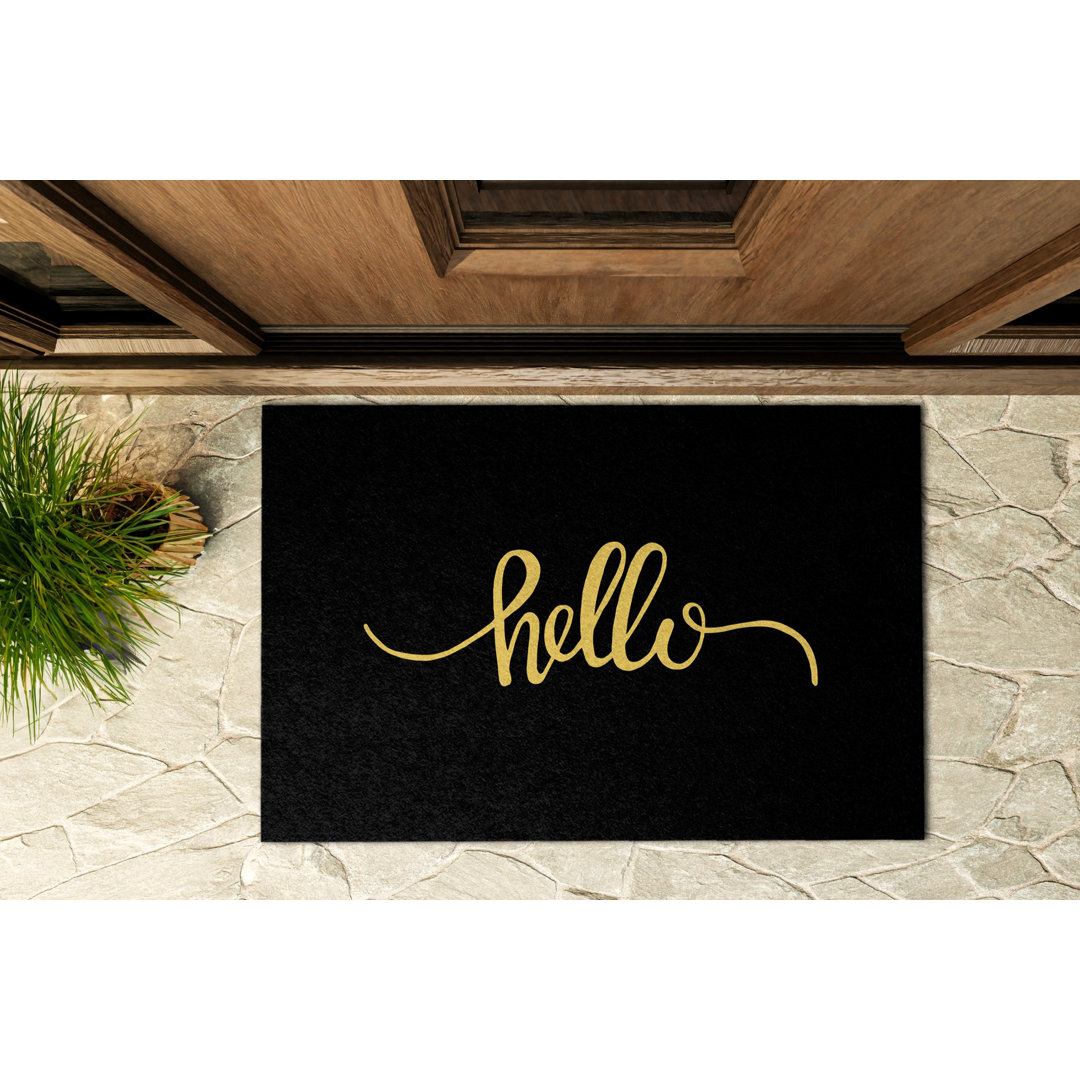 Hello's Inscription 60 x 90 cm Rutschfeste TÃ¼rmatte fÃ¼r drauÃŸen