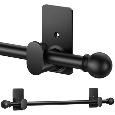 Ensemble de tringles à rideaux sans perçage pour fenêtres de 30 à 90 pouces, ensemble de tringle à rideaux sans perçage de 5/8 po de diamètre avec supports adhésifs 3M, noir