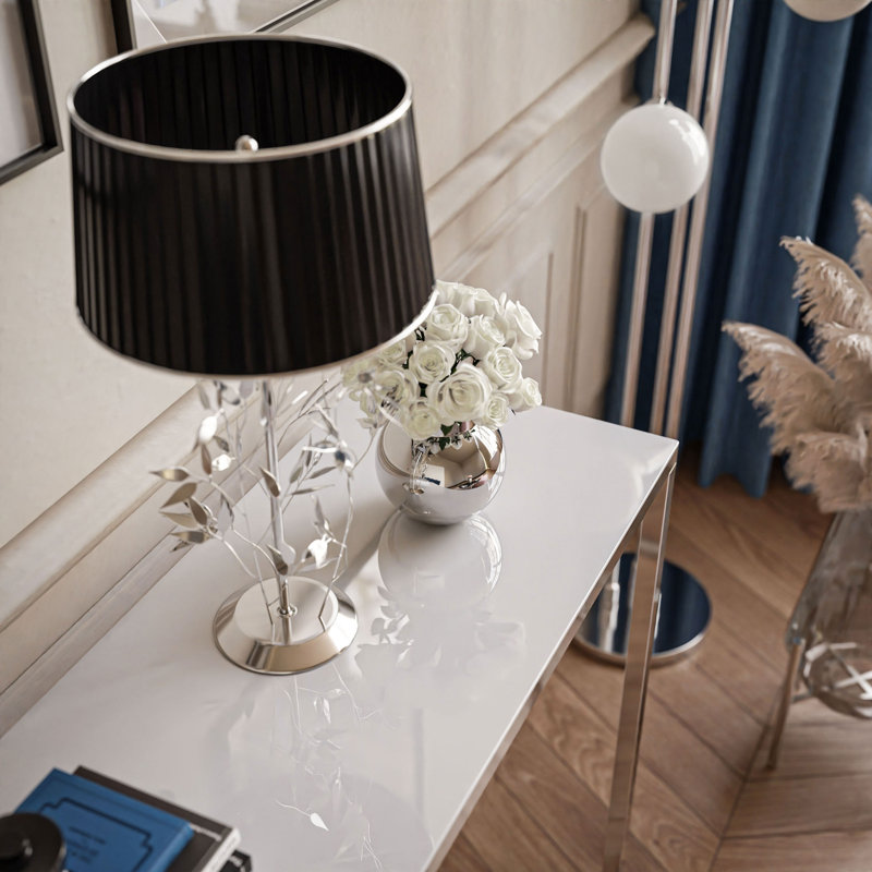 Calexico Console Table, Chrome, 79cm H x 100cm W x 30cm D, White