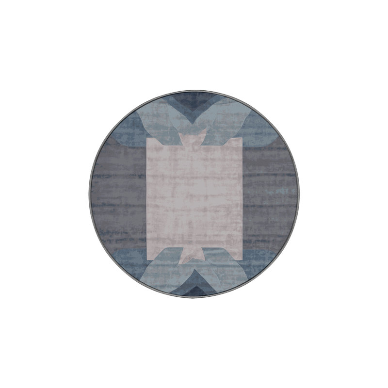 Machine Washable Gray Area Rug, Round 5'
