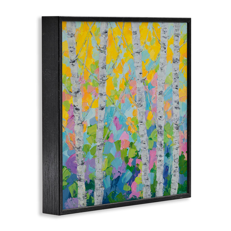 «Dancing Birch Tree Forest», estampe numérique par Ann Marie Coolick, Giclée encadrée noir minuit, H 24 po x l 24 po