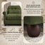 Canapé modulable 2 places d'inspiration vintage en chenille à volants, dossier capitonné, accoudoirs arrondis et coussins lombaires, vert-855094269