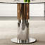 Table de salle à manger ronde moderne en verre avec plateau trempé et base en acier inoxydable