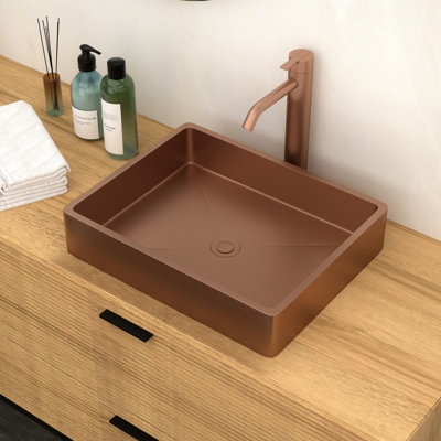 Lavabo pour salle de bain 19 po x 15 po or rose - Réduit les niveaux de bruit et empêche efficacement les aliments avec le coin R10