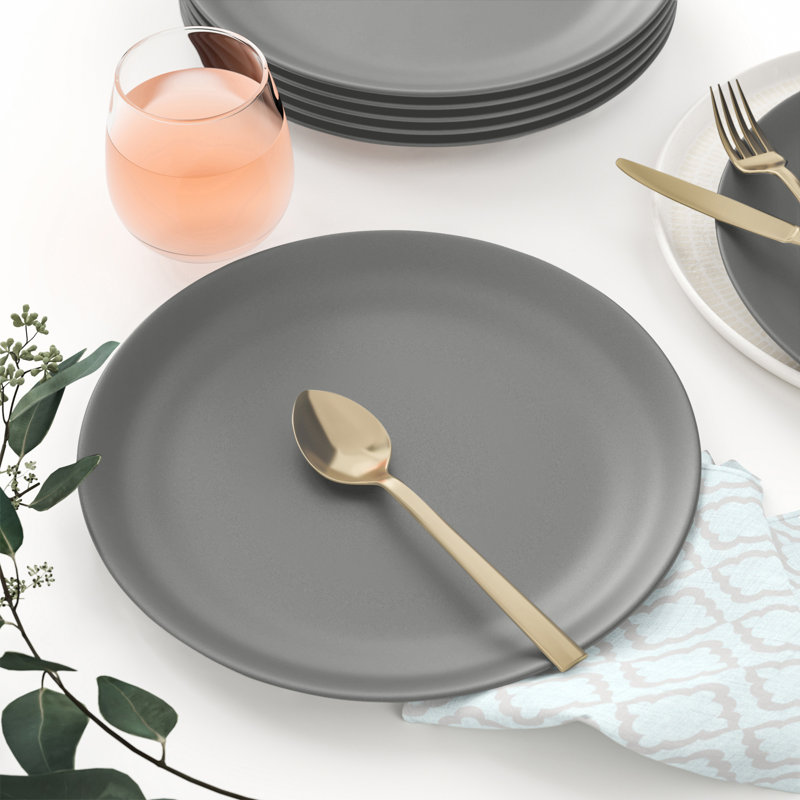 Assiette plate 11 po Salana, Gris