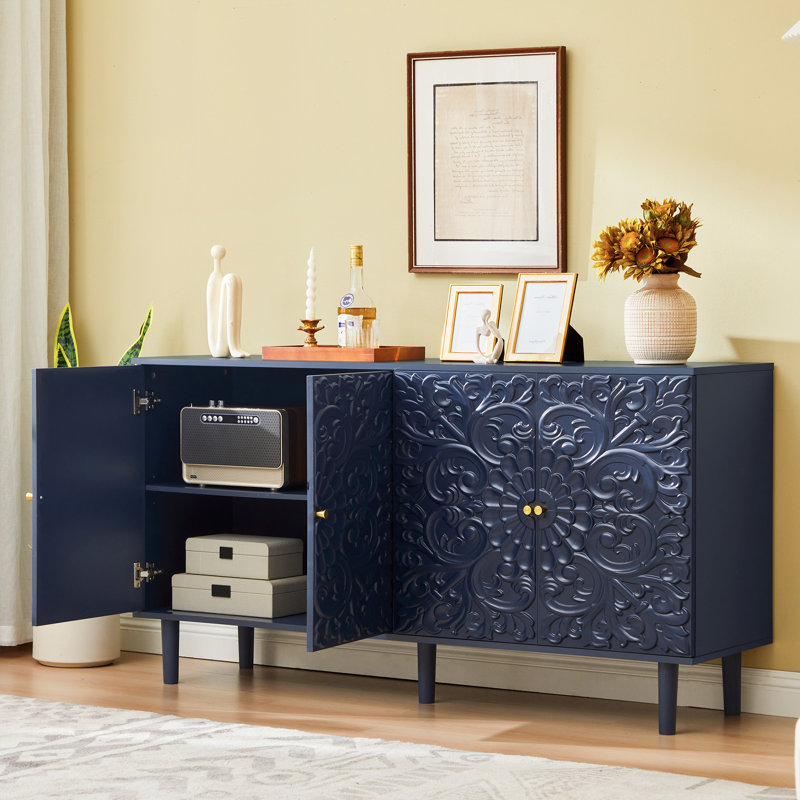 Buffet sculpté de 150,5 cm, Bleu