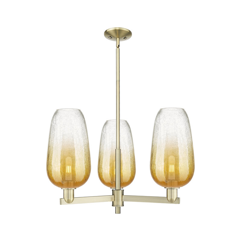 Lustre suspendu 3 lumières Godalming, Ambre, Laiton antique