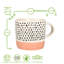 Nicola Spring - Dipped Dotty Stoneware Coffee Mugs - 385ml - Set of 6-60545452