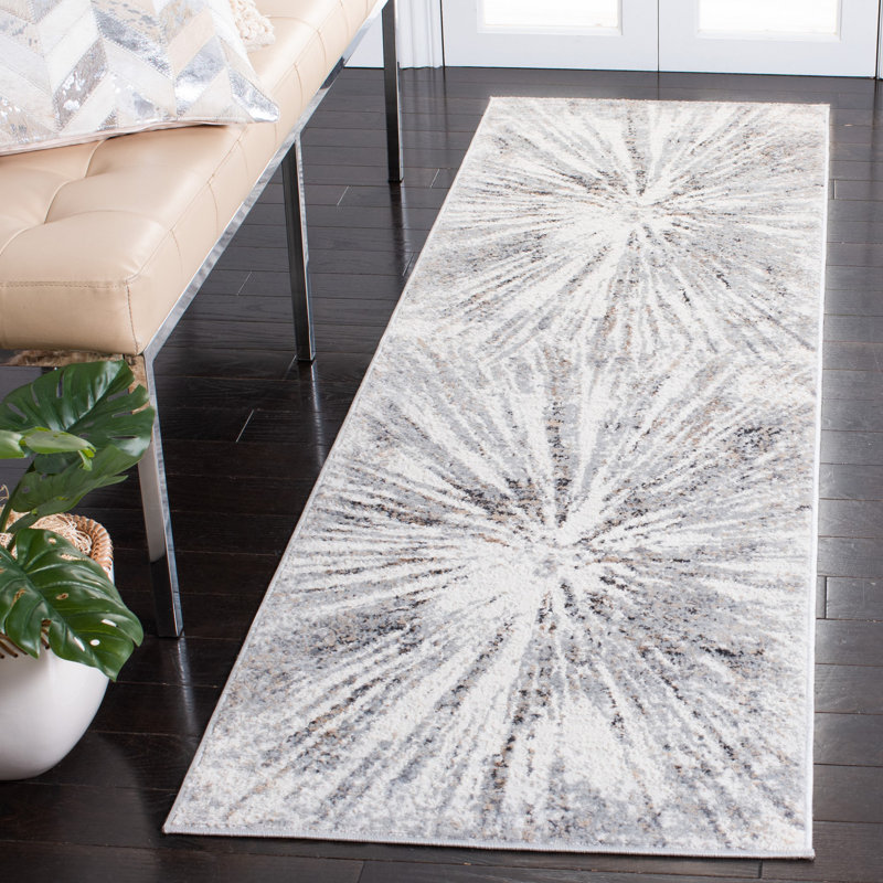 Tapis abstrait en coton Koziol, Tapis de couloir 2 pi 3 po x 8 pi