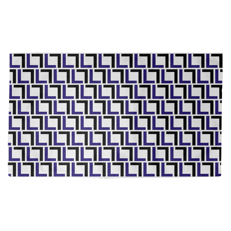 Tapis géométrique mauve / noir / blanc, Rectangle 3 pi x 5 pi