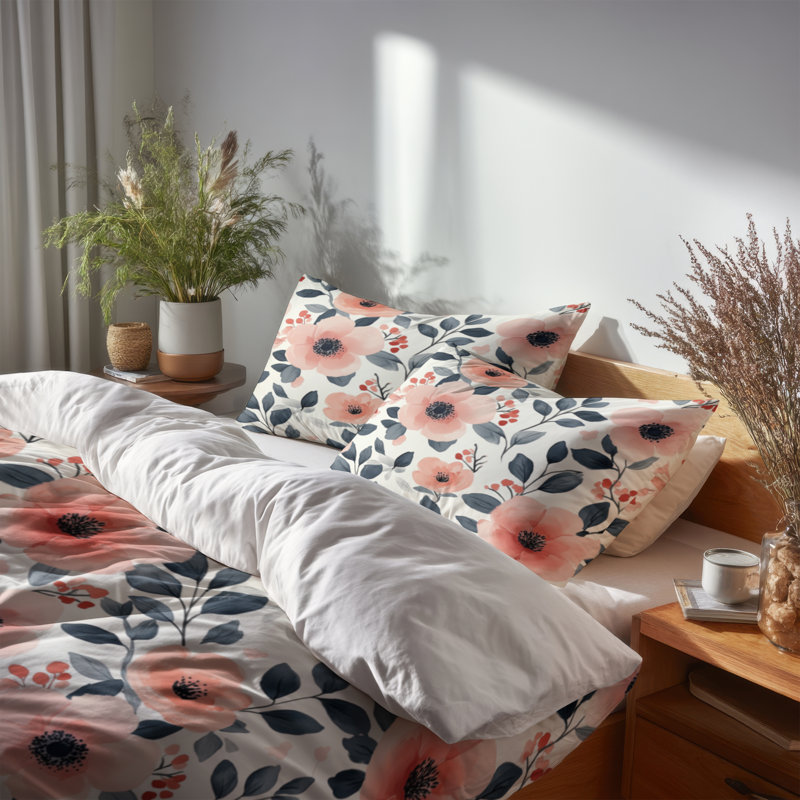 Ensemble de literie pour filles 3 pièces - Ensemble de housse de couette et coussin décoratif Nature
