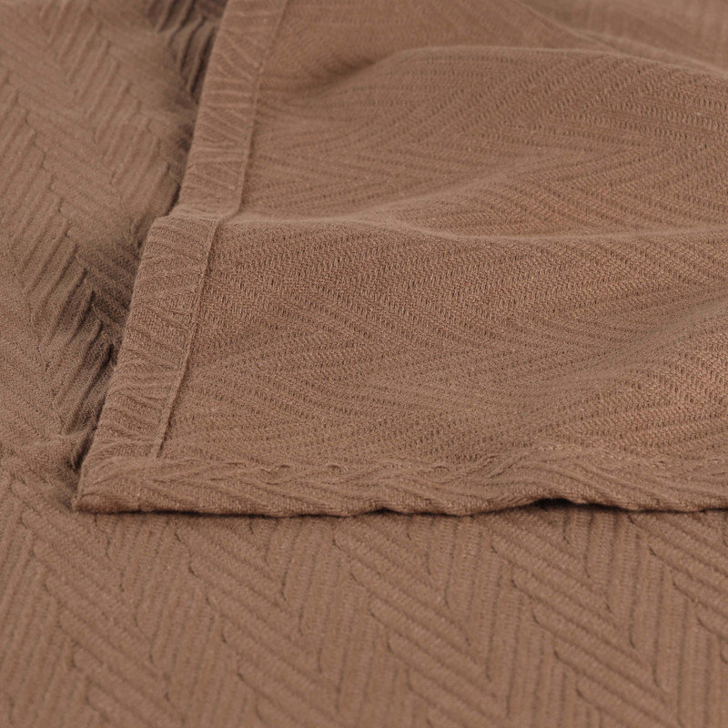 Jeté en coton toutes saisons Jareth, Double/Grand, Taupe