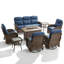 Ensemble de conversation pour foyer extérieur en osier 8 pièces avec canapé, fauteuils pivotants et repose-pieds 8 pièces-331691665-479074891