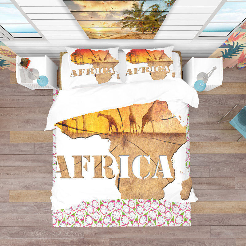 Ensemble de housse de couette tropical, Housse de couette double / grand + 2 taies